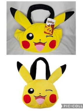 New Bioworld Pokemon Pikachu Yellow Easter Plush Tote Bag Basket Egg Hunt